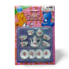 Vintage Miniature Porcelain Tea Set Trinket Dollhouse Accessories Pink Lotus 