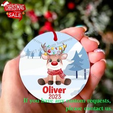 Boys Christmas Ornament Reindeer Ornament Personalized Kids Christmas Ornamen...