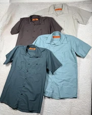 Red Kap SP24 Work Shirt Men Med Short Sleeve Button Industrial Uniform Lot of 4