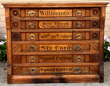 Antique Rare 6 Drawer Willimantic (Owl) Spool Cabinet - Circa Early 1900's