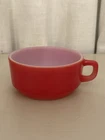 Vintage Fire King Red Milk Glass Soup Bowl Mug D Handle Stackable Anchor Hocking