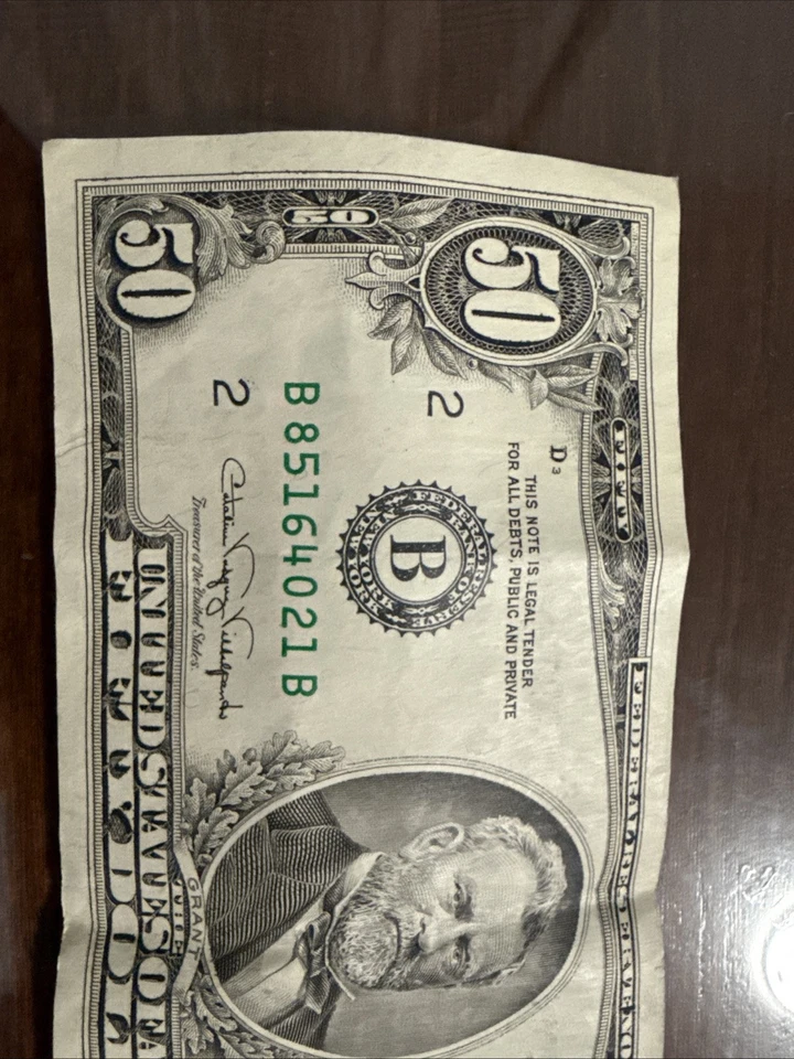 1990 $50 DOLLAR BILL SN B85164021B IN PEFECT CONDITION!!!!!!!!!!!!!!!!!! - Image 2 of 4