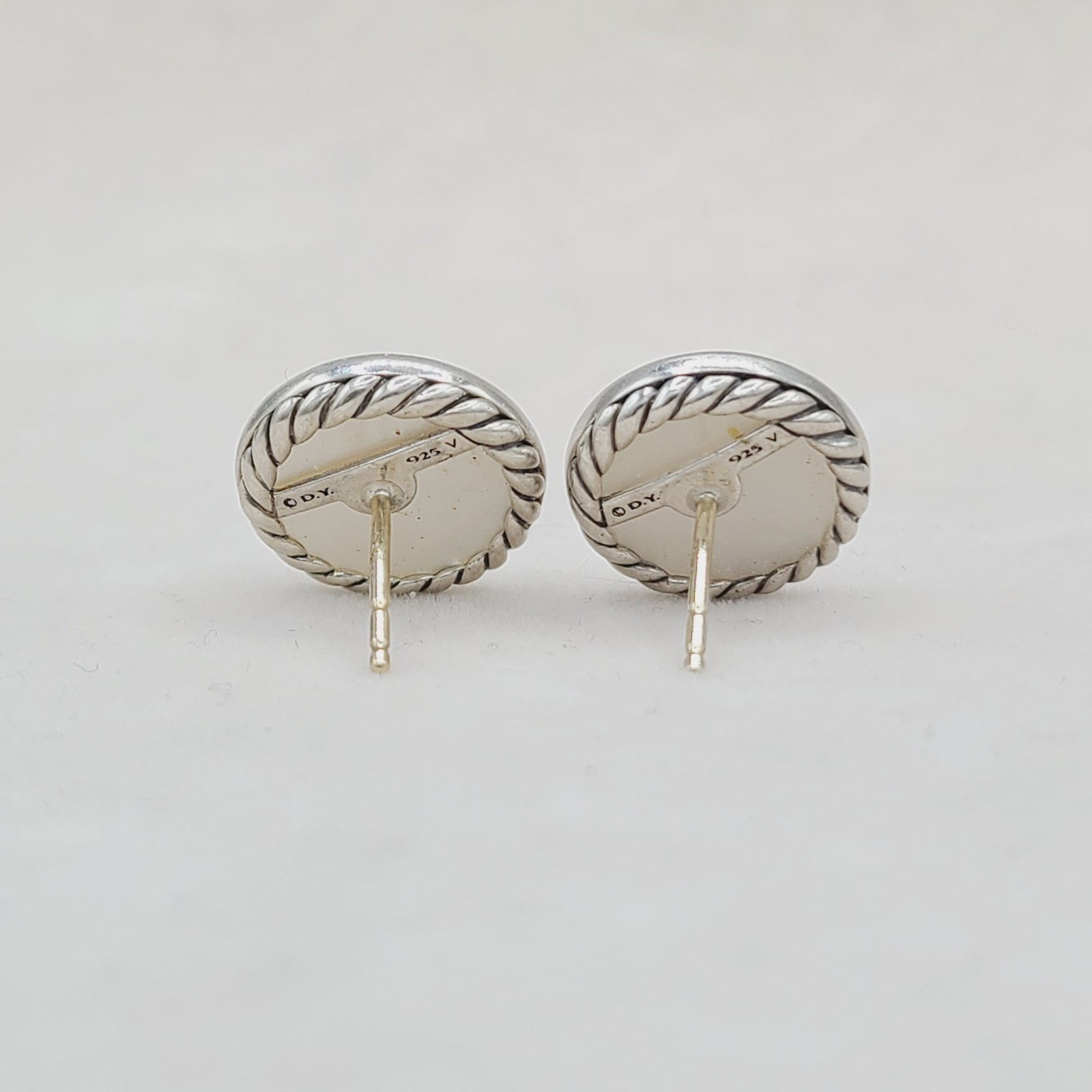 David Yurman Elements Button Earrings With Mother… - image 4
