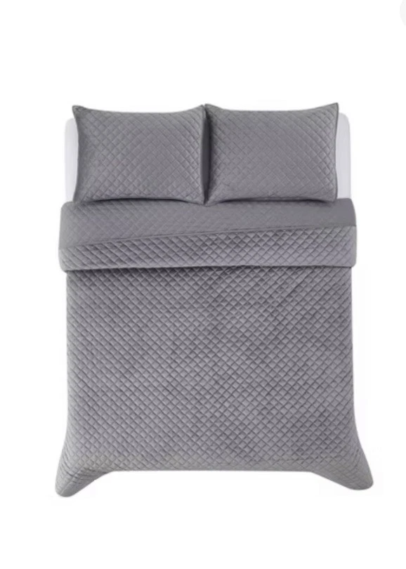 Royal Velvet Diamnond Velvet Quilt Full/queen 3 Pcs Grey QS5622GYFQ-2600 - Image 3 of 4