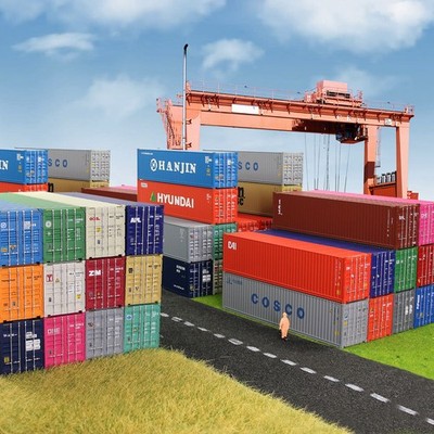 3 Stück 1:87 40ft Spur H0 Container Versand Güterwage Modelleisenbahn Wagen Deko