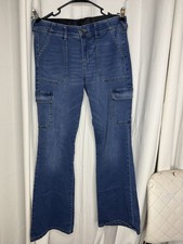 Natural Reflections Bootcut Blue Denim Jeans Cargo Pocket Medium Wash Women's