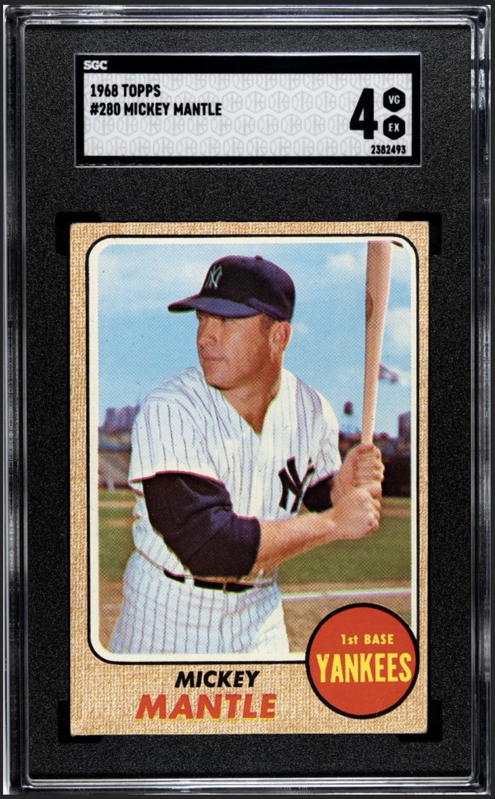 1968 Topps Mickey Mantle #280 SGC 4 Yankees