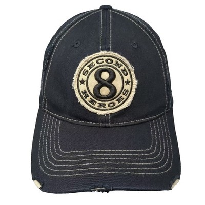 PBR Baseball Cap Black Beige Size M Distressed 8 Second Heroes Embroidered Hat