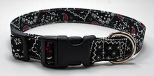 Bandanna Black Dog Collar Adjustable Handmade