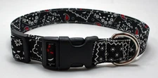 Bandanna Black Dog Collar Adjustable Handmade