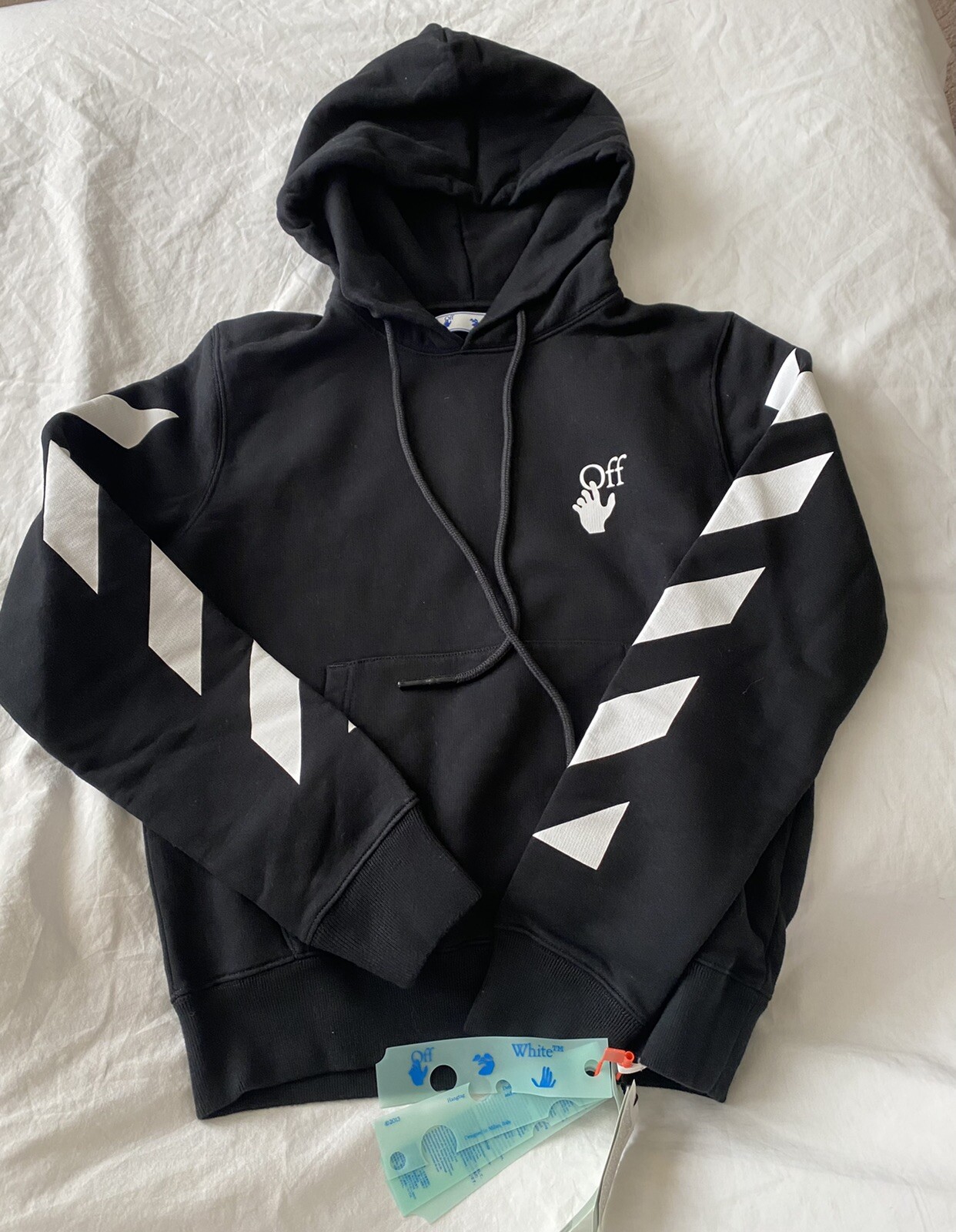 off white mens diagonal slim hoodie black white size XS | eBay