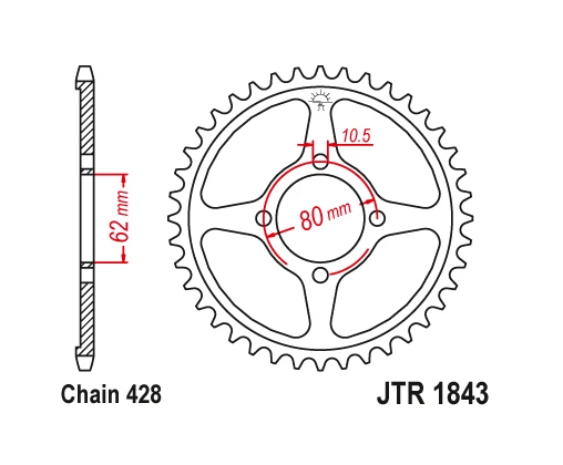 Roda dentada traseira de aço JT 49 49T dente TTR125 TTR125E TTR125L TTR125LE 2002-2023 - Imagem 2 de 2
