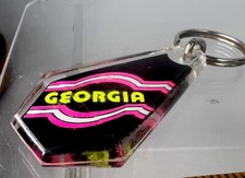 vintage Georgia Acrylic Keychain travel souvenir pink black 80’s colors look