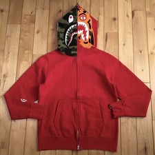 BAPE Crazy face tiger shark full zip hoodie red  1st camo A Bathing Ape Size S