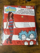 Dr. Seuss Thing 1 & Thing 2 Women's Halter Jumpsuit Halloween Costume size S/M