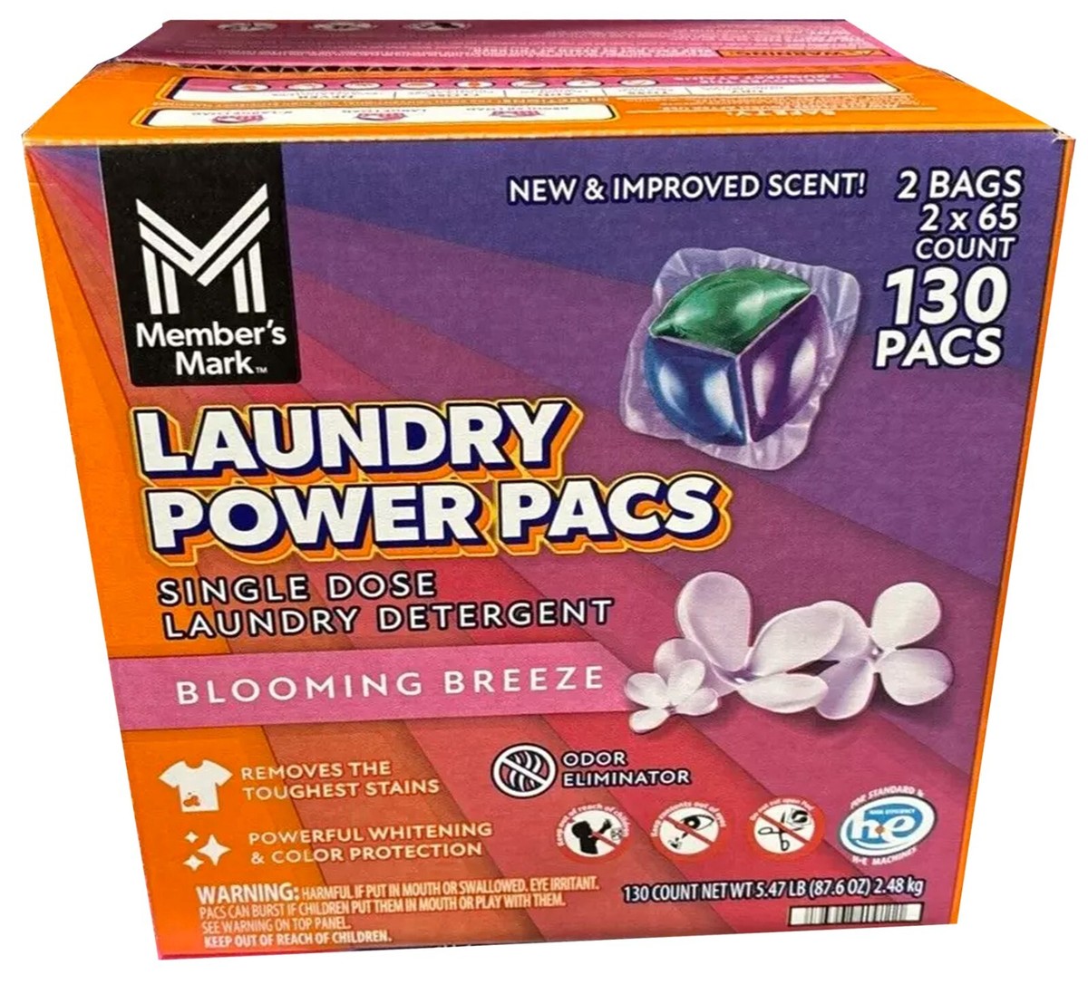Member's Mark Laundry Power Pacs, Blooming Breeze, 130 ct