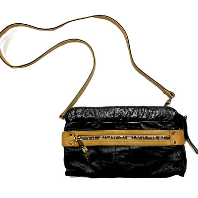 See by Chloe Daytripper Patent Black Leather Zip Front Cross-Body Bag Clutch