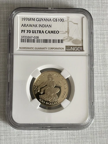 Guyana 1976 Arawak Indian $100 Gold NGC PF70 Ultra Cameo SKU#6196