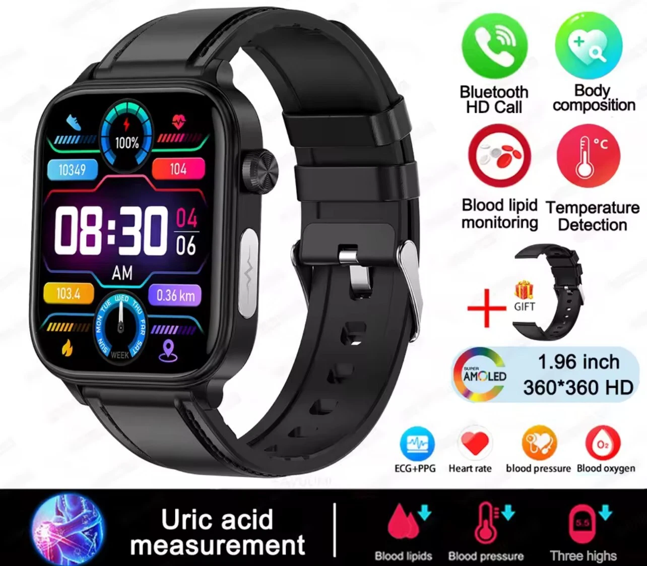 Smart watch- heart rate/sleep monitor, oxygen, blood pressure, calories