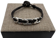 NEW Uno de 50 DARING TOPAZ Silver Plated Leather Bracelet Size Medium Topaz