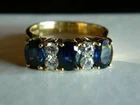 3CT Oval Lab-Created Sapphire 3 Stone Wedding Band Ring 14k Yellow Gold Plated