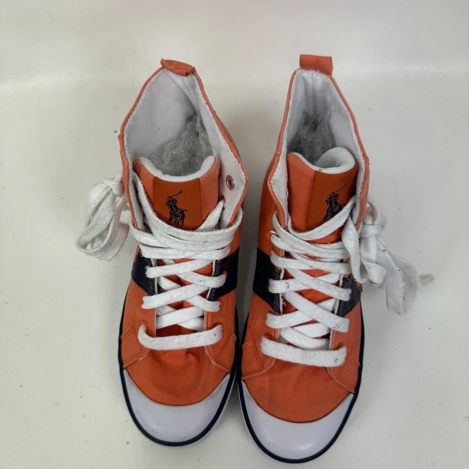 POLO RALPH LAUREN Conrad Naranja Azul Marino Lona Zapatos con Cordones Prendas para el torso Altas Juveniles Talla 4 � Foto 3 de 4