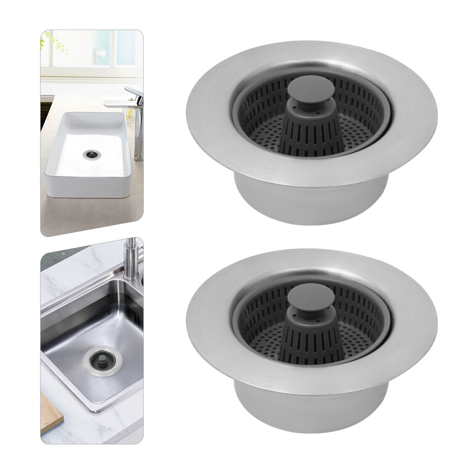 Kitchen Basket. Sign 2PCS Silver Kitchen Sink Drain Strainer Pop Up Sink Stopper Strainer ...