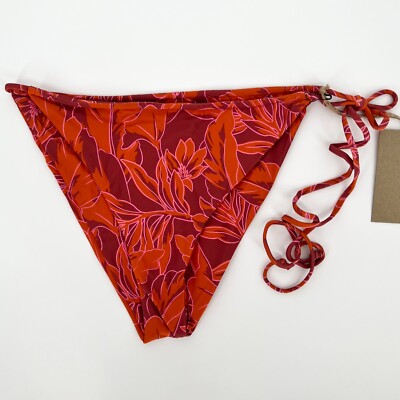 Stone Fox Swim Women's Rose Palm River Bikini Bottom Size XL Red Floral Minimal