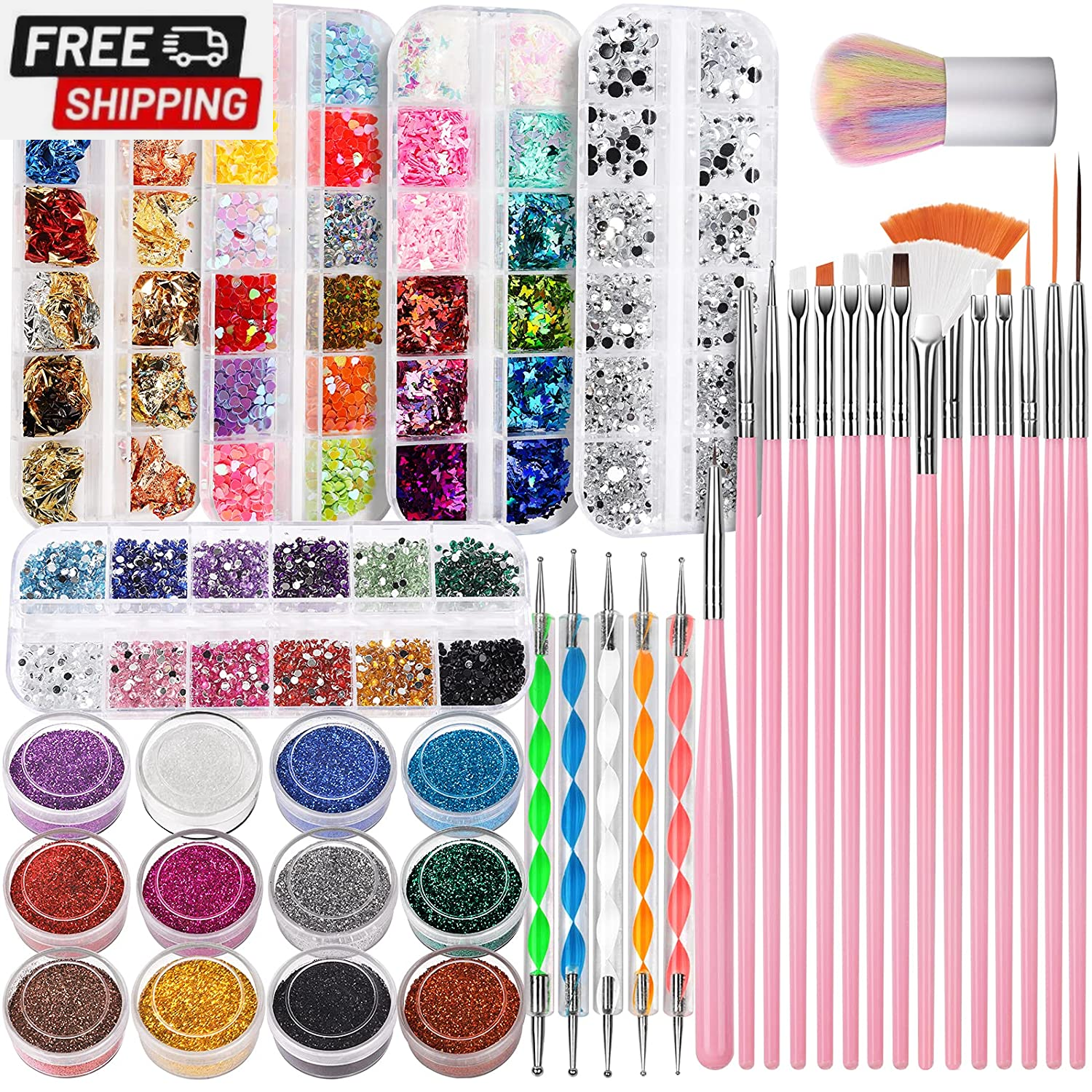 Nail Art Kit, Nail Design Tools Kit with Nail Art Brushes, Nail Dotting Tools,Fi