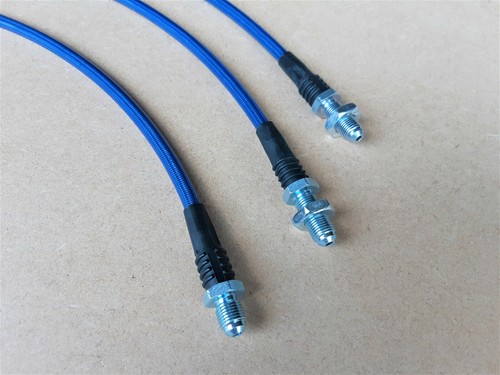 Defender 1983-1998 200tdi 300tdi Extended Brake Hoses 3 Line Kit BLUE - Picture 3 of 8