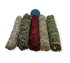 5 pcs Smudge Sampler Large of 4 Sages and Cedar 9" Bundles (1 Kit) #JC-226 