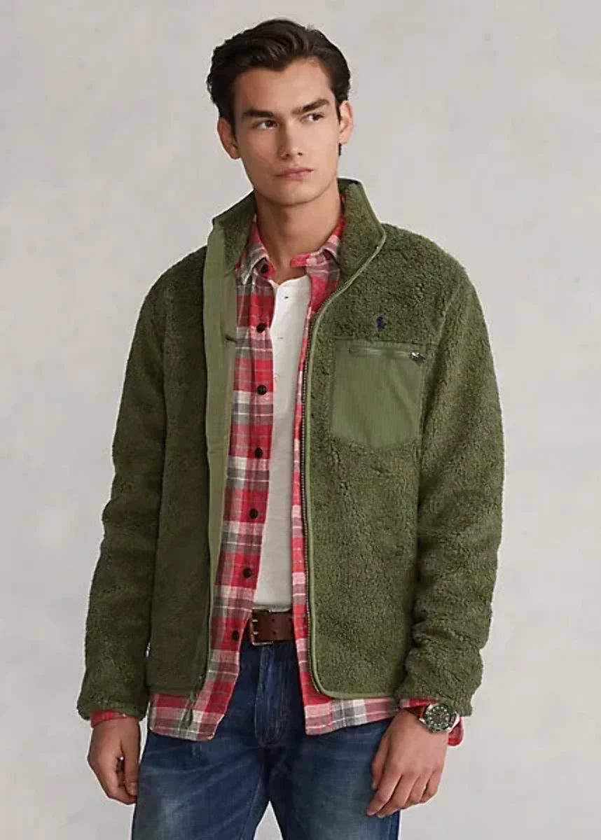 Authentic Polo Ralph Lauren Hybrid Fleece Jacket S Olive Retail 198