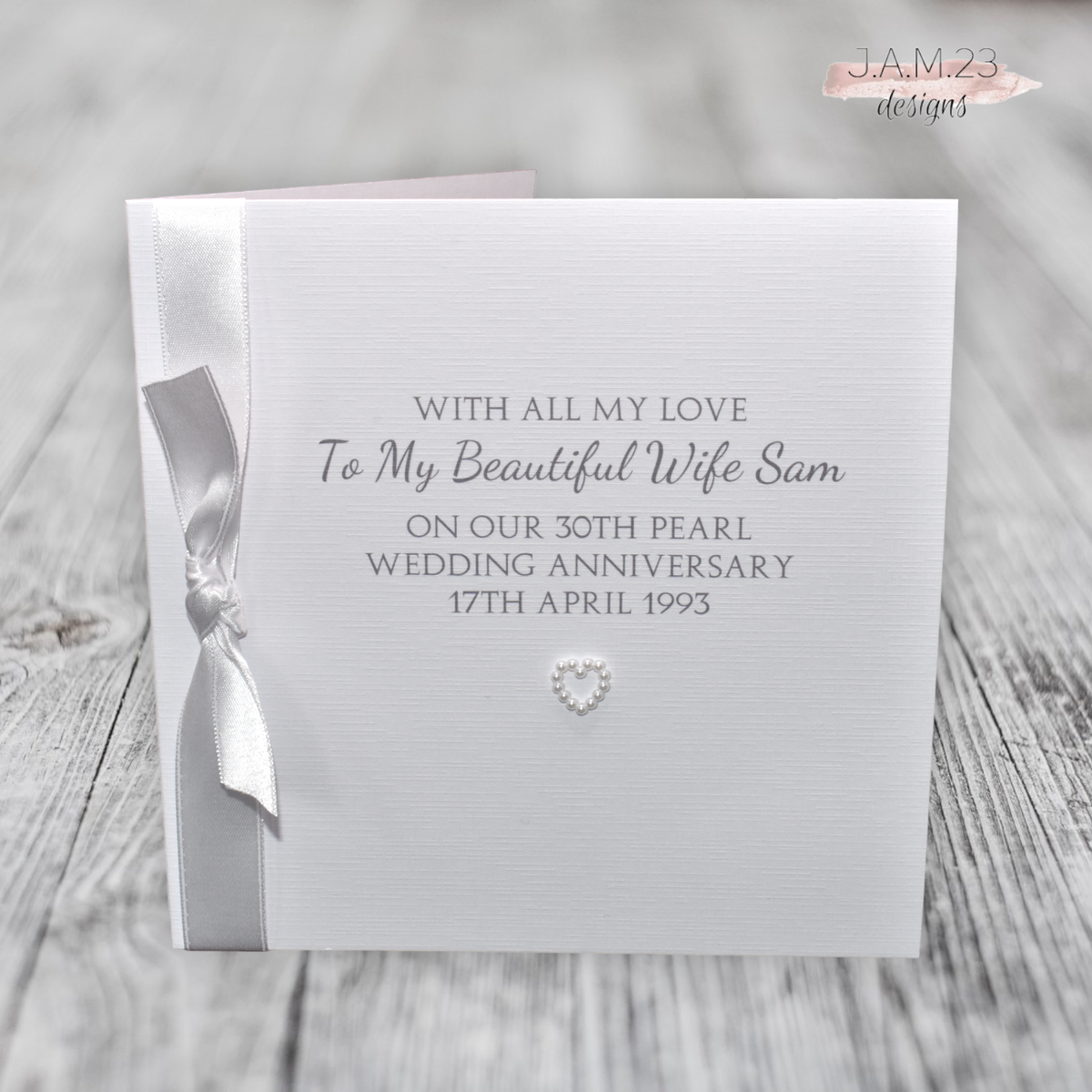 Personalised Pearl 30th Wedding Anniversary Card Husband Wife Couple