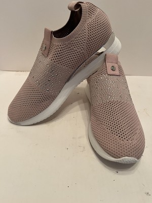 Carvela Janeiro 2 Crystal Embellished Pink Knit Trainers Shoes sz 41 US 9.5