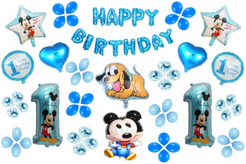 MICKEY MOUSE PLUTO BLUE 1ST BIRTHDAY BALLOON SET CELEBRATE PARTY - 第 1/7 張圖片