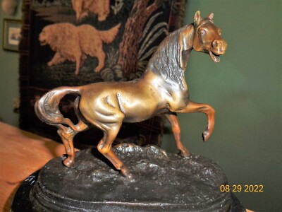 P J Mene Horse Statue Stallion Bronze Metal  signed