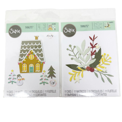 Sizzix Thinlits Christmas Die Cuts Sets Bundle Gingerbread House Holly Leaves