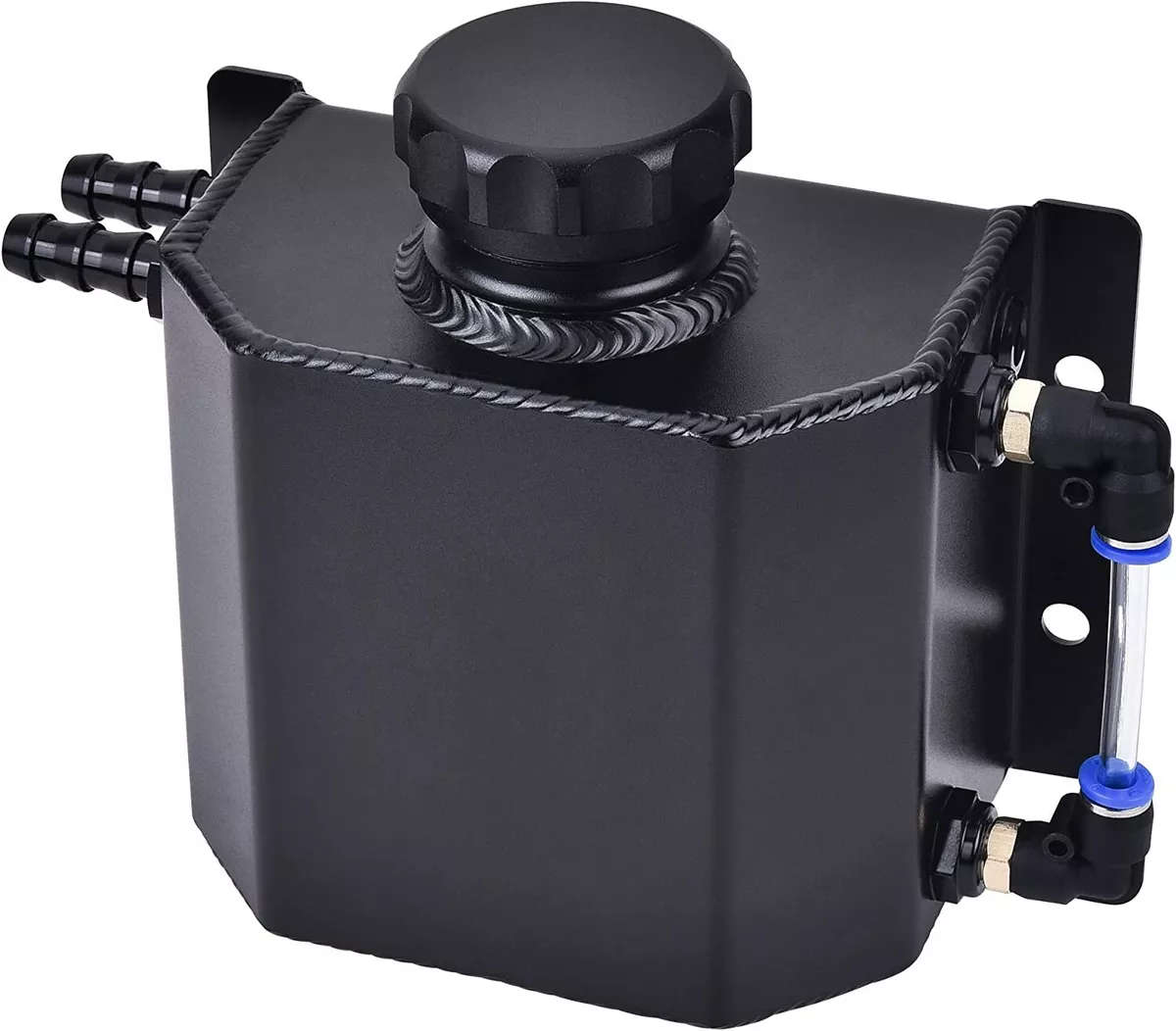 1L Black Aluminum Radiator Coolant Overflow Bottle Water Reservoir