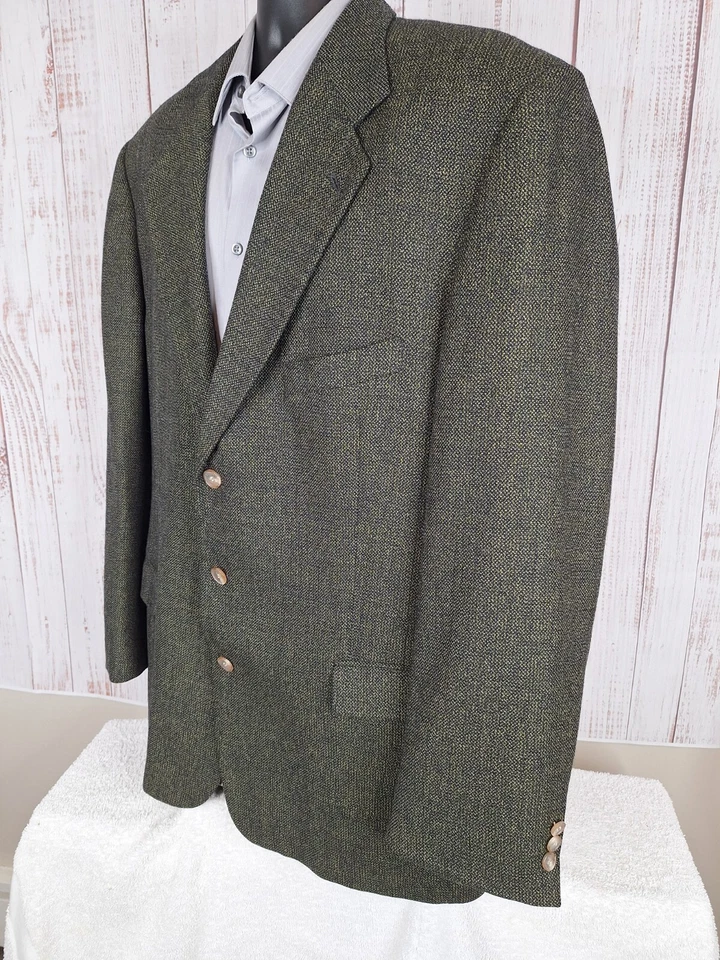 Chaqueta Abrigo Deportivo Ungaro Uomo Para Hombre 46L Verde Cuadros Lana 3 Botones Sin Ventilación Foto 3 de 4