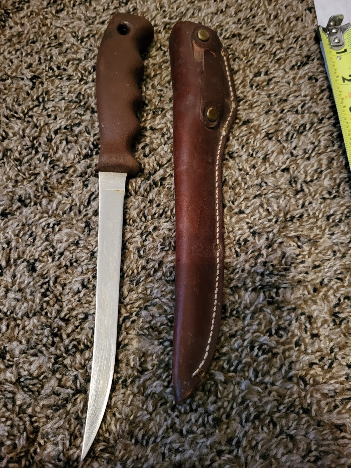 Buck 123 Fishing Filet Knife Leather Sheath With Has A Broken Belt