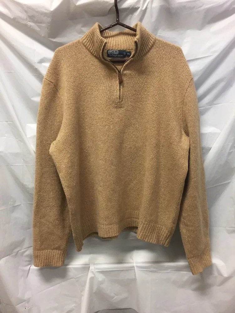 Polo Ralph Lauren Mens 1 4 Zip Tan Sweater Sz XL eBay