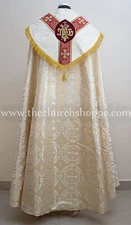 Metallic Gold Cope & Stole Set with IHS embroidery,capa pluvial,chape,far fronte