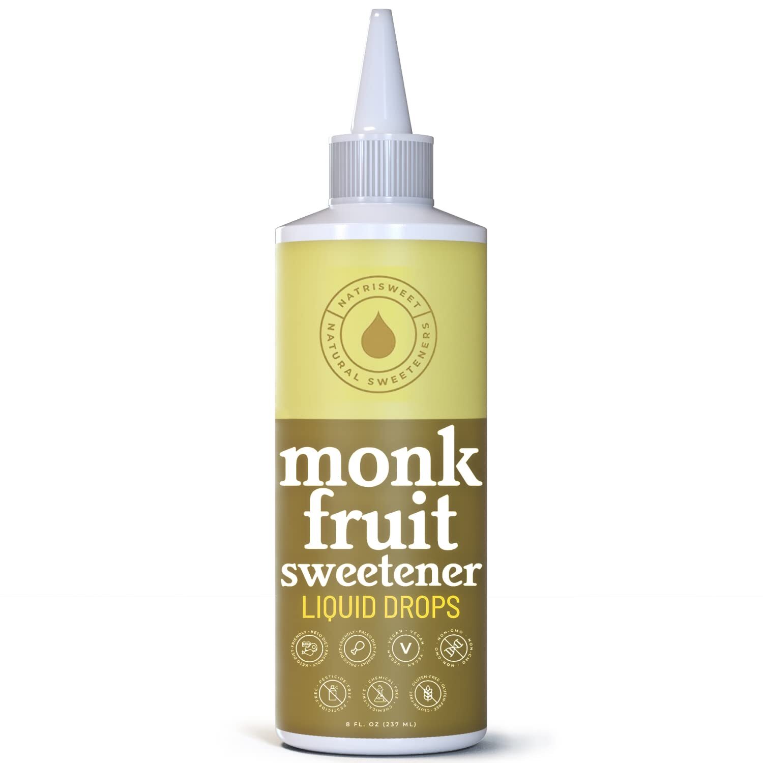 Liquid Monk Fruit Sweetener Drops, 8 fl oz, Pure Monkfruit Drops Without Eryt...