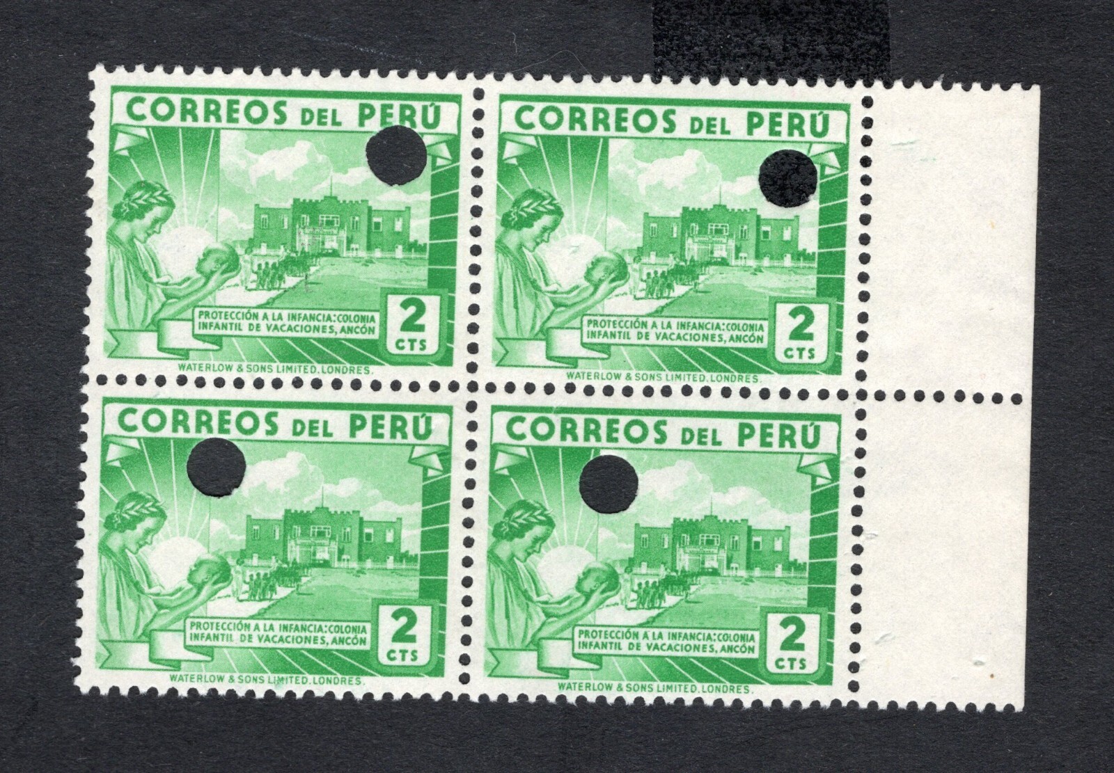 Peru 1938 block of stamps Mi#2 Cts PROOF R MNH Peru 1938 block of stamps Mi#2 Cts PROOF R MNH