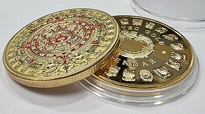 Buy Aztec Calendar Coin/Round. 24ct Gold, Colour, 40mm 30g. Mayan/Maya/Mexico/Mexica