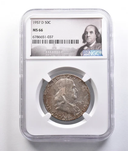 1957-D Franklin Half Dollar MS66 NGC Beautiful Mint Set Tone *6772