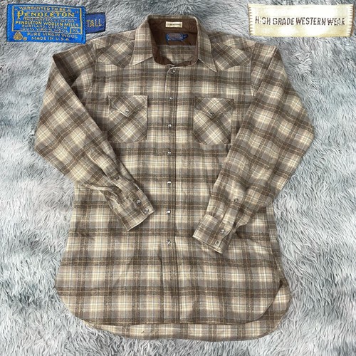 Western Plaid Pearl Snap Wool Shirt 