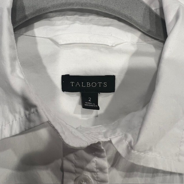 Talbots White Button Down Long Sleeve Blouse Size… - image 8