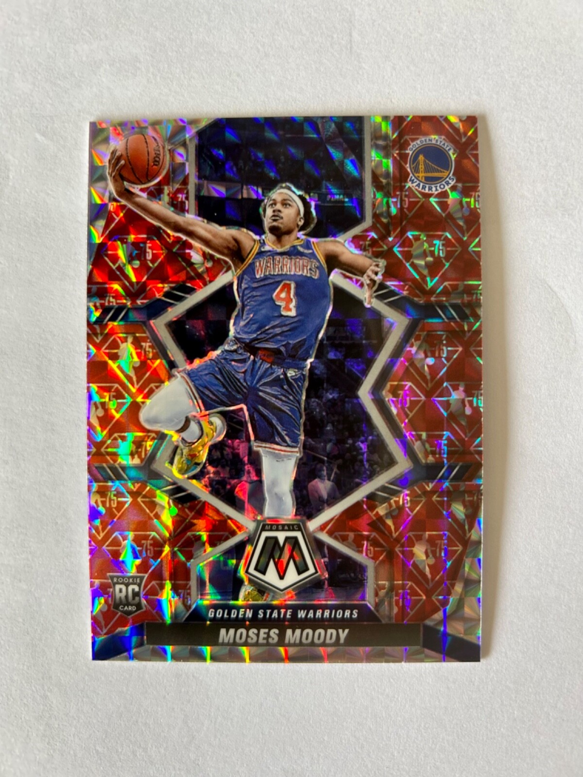 2021-22 Mosaic Moses Moody 75th Anniversary Prizm Rookie Card #211 Warriors RC