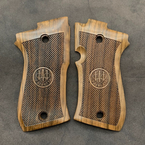 Beretta 92 Series Luxury Walnut Wood Grips w/ Trident Logo Beretta